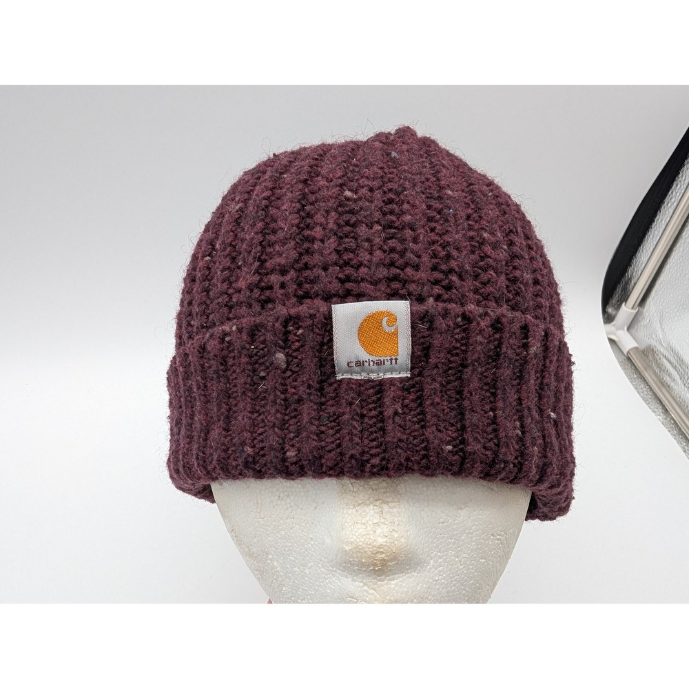 Carhartt Burgundy Marl Knit Cuffed Beanie Lambswool Blend Hat 102755 514 OS